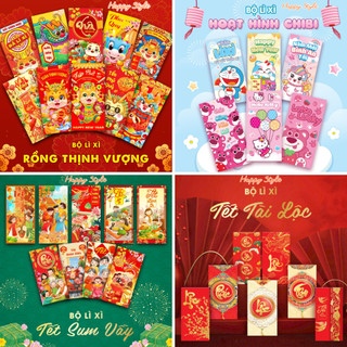 Bao Lì Xì, sổ đổ, sổ hồng, hot trend, chibi , thịnh vượng, may mắn, phúc lọc thọ Tết 2024 Giáp Thìn Siêu siêu hot