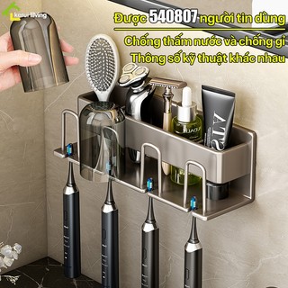 Kệ treo bàn chải và cốc đánh răng BUNA, Kệ đựng bàn chải dán tường, Kệ treo nhà tắm, Kệ nhà vệ sinh