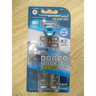 Bộ dao cạo râu 3 lưỡi dorco pace cross 3 kèm 6 đầu thay thế