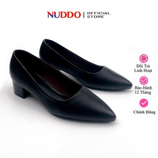 Giày Công Sở Nữ Mũi Nhọn Đế Vuông 3 Phân, Guốc Cao Gót Nữ 3cm Da Mềm Cao Cấp NUDDO _ NU207