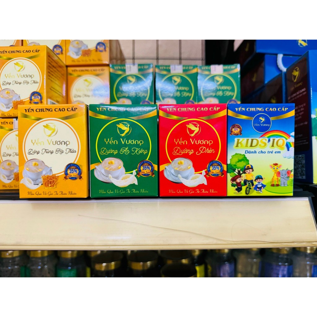 (Combo 5-10 hủ) Yến Vương 35% Đường phèn - ăn kiêng - kids IQ - đông trùng có hộp