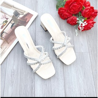 Guốc cao gót giay cao gót cao 5 phân dây đá gót vuông cực xinh