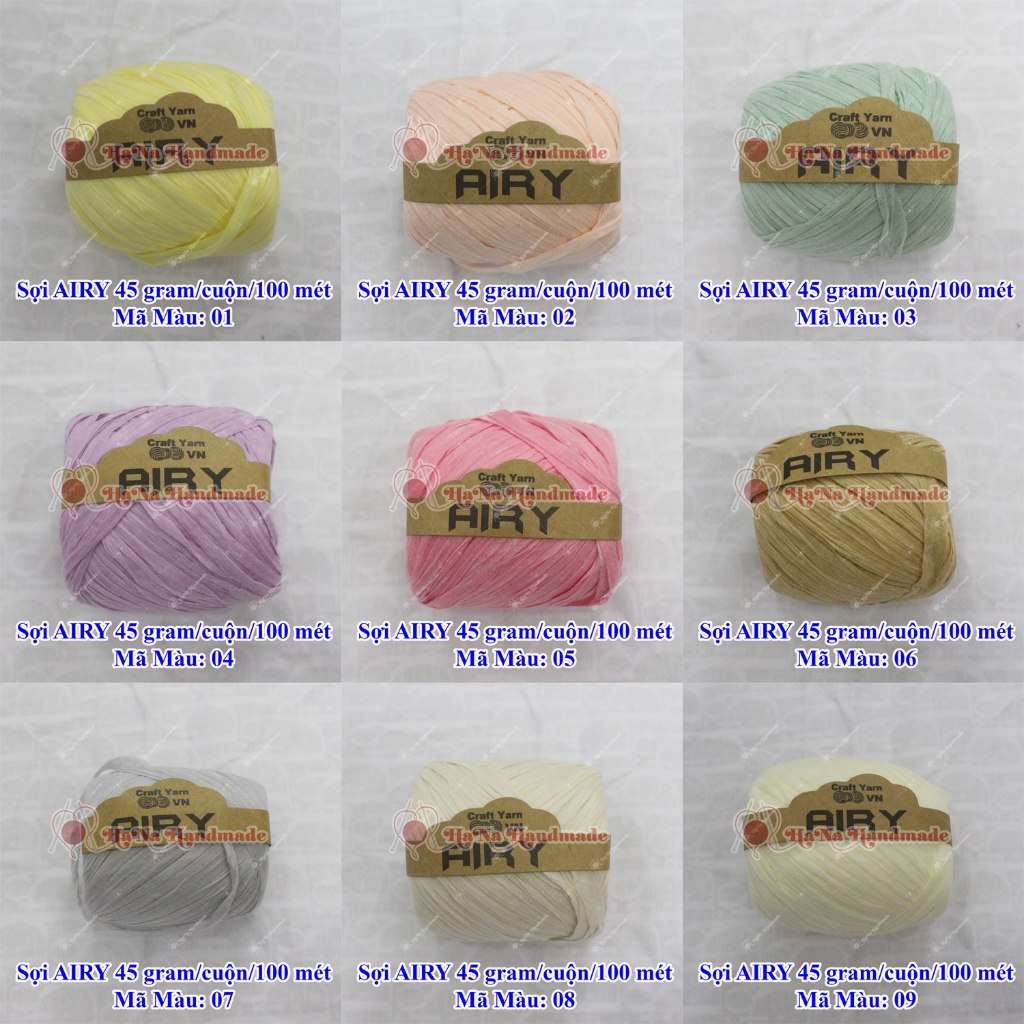 Sợi Airy / Sợi AIRY / sợi móc nón 45gram/ cuộn/ 100 mét - 28k