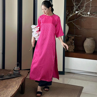 Áo Dài Tú Linh• áo dài nữ du Xuân chất liệu lụa gấm hoa sang trọng thanh lịch (may theo số đo)
