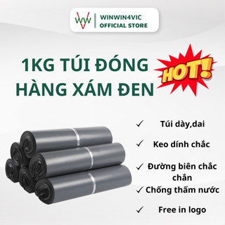 [1Kg] Túi Màu Xám Đen Tiết Kiệm, Túi Đóng Hàng Niêm Phong Chống Nước, Túi Đóng Gói Hàng Niêm Phong PE 3 Lớp WinWin4Vic