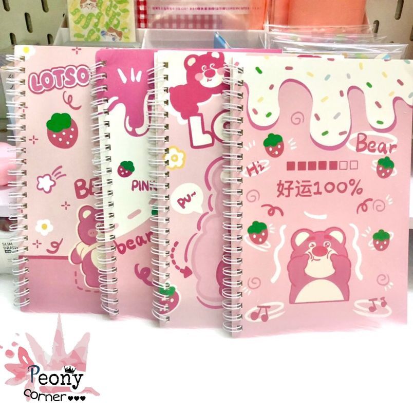Sổ lò xo A5 Gấu Dâu Lotso Kuromi Cinnamoroll 120 trang tập vở dụng cụ học sinh viên văn phòng