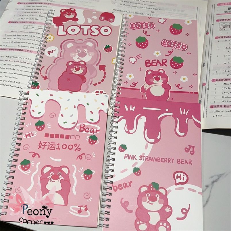 Sổ lò xo A5 Gấu Dâu Lotso Kuromi Cinnamoroll 120 trang tập vở dụng cụ học sinh viên văn phòng