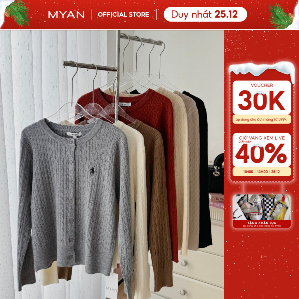 Áo len Cardigan dài tay cổ tròn MYAN DESIGN A102336