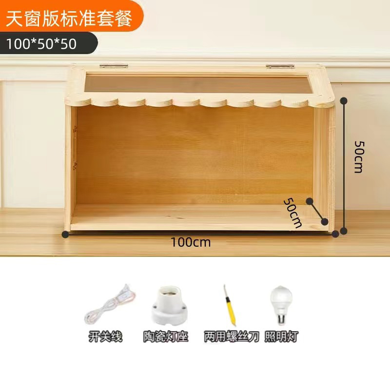 Lồng gỗ cửa sổ trời kính trong Hamster,gà turin