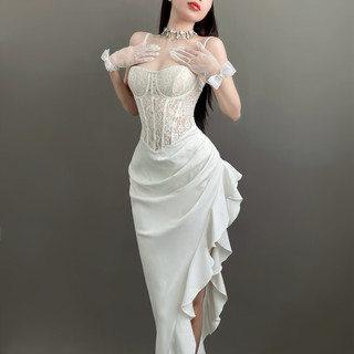 Đầm midi ren cúp ngực xẻ layer thiết kế sang trọng sexy