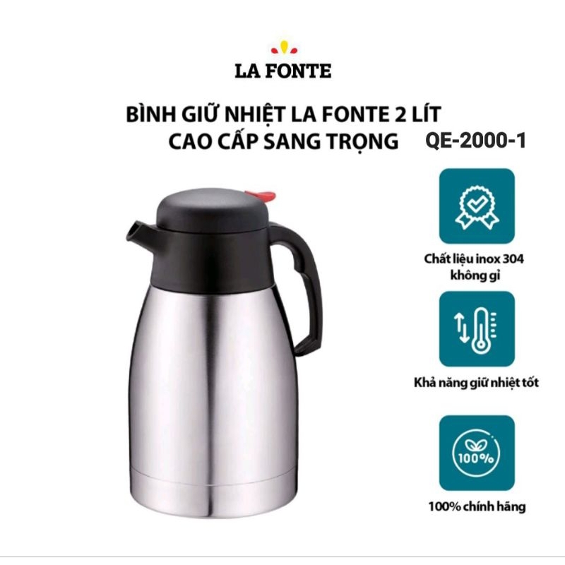 LA FONTE - Bình giữ nhiệt inox 2000ml LaFonte QE-2000-1