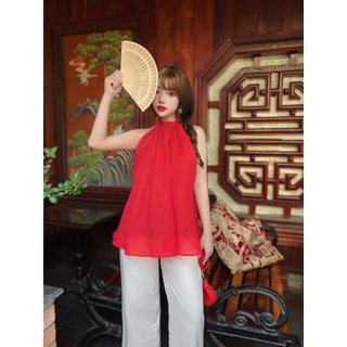 YU CHERRY | Áo yếm dây cột cổ tạo nơ, có mút ngực lưng bo chun Macy Yem Top YA478