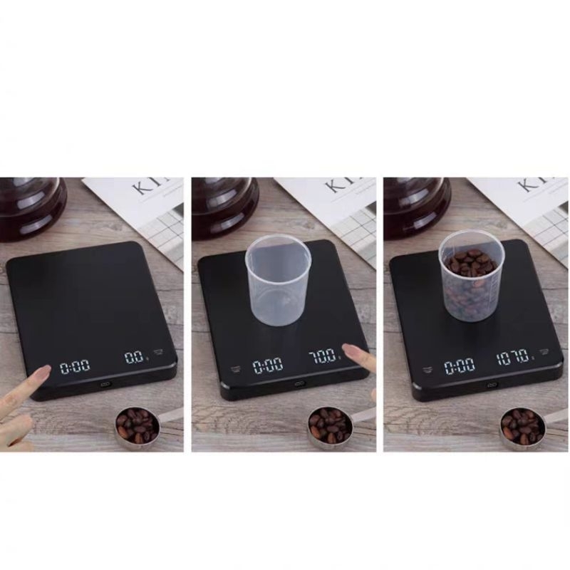 Cân Tiểu Ly Pha Cà Phê, Đồ Uống 0.1g-3kg Đếm Giờ, Cân Trừ Bì Espresso, Điện Tử Led Cảm Ứng, Sạc Usb Type C, Đệm Silicon