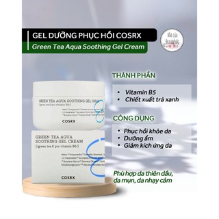 Kem dưỡng trà xanh B5 COSRX GREEN TEA AQUA SOOTHING GEL CREAM