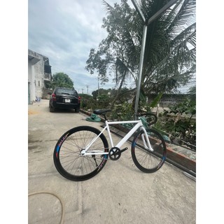Xe đạp thể thao fixed gear & single speed màu trắng vành đen noname