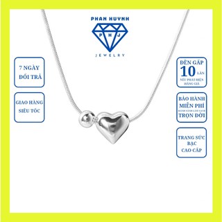  Dây chuyền bạc nữ PHJ dây mì mặt tim phồng mini nữ PHAN HUYNH JEWELRY 