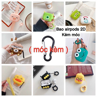 Vỏ bảo vệ bao đựng tai nghe/Case Airpods 1/2 2D hình CUTE - kèm móc khoá