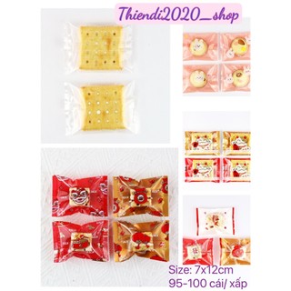 Td84_set 100 túi đựng bánh kẹo, cookie hàn miệng 7x10cm