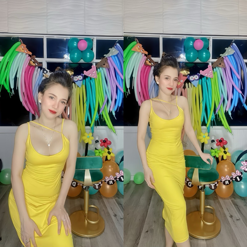 Đầm vàng tôn da , tôn dáng cực kì 😘