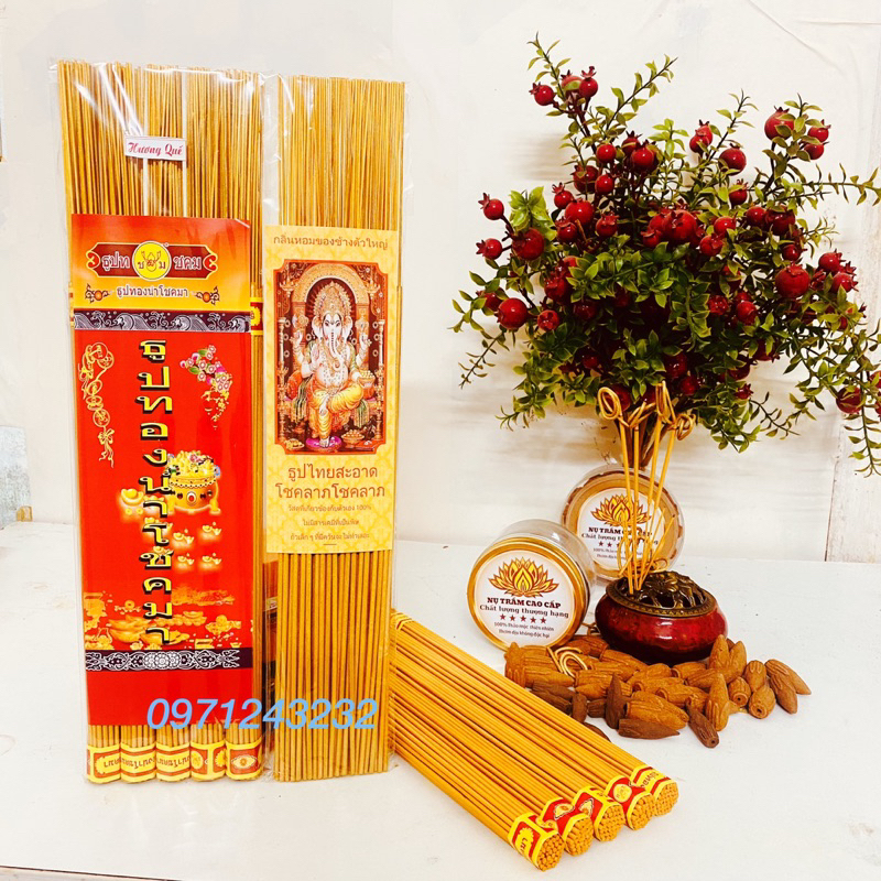 Cao Cấp - Nhang Vàng Tài Lộc - Hương Sạch Không Khói Thắp Cuốn Tàn-Loại 1