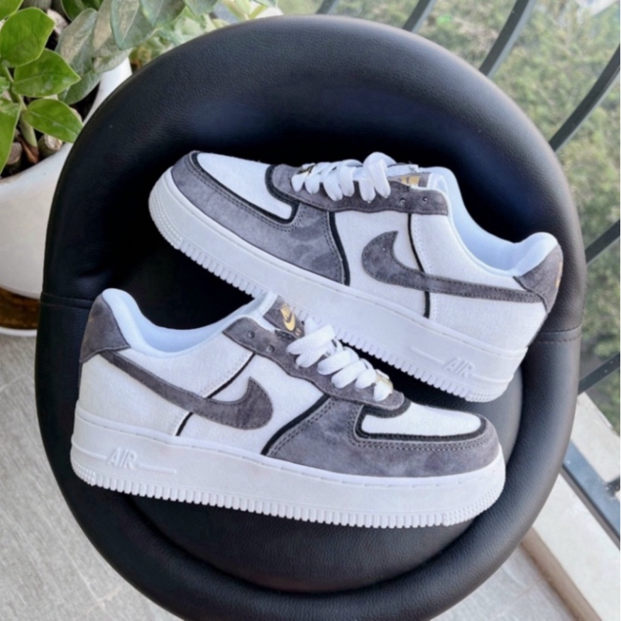 Giày Thể Thao A_F1 Xám Lông Chuột Nam Nữ Cao Cấp ,Giày A_f 1 Custom Xám Canvas Đủ Size Nam Nữ