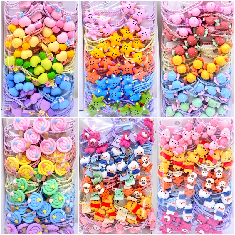 Set 2 cây cột tóc thun mix icon xinh xắn