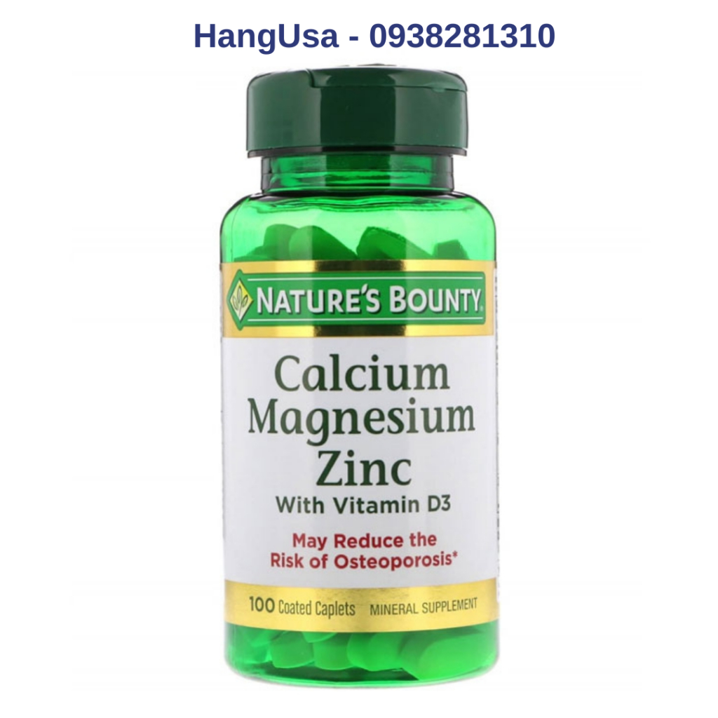 Viên Uống Bổ sung Canxi Phòng Ngừa Loãng Xương Calcium Magnesium Zinc Với Vitamin D3 Hộp 100 Viên  Nature’s Bounty