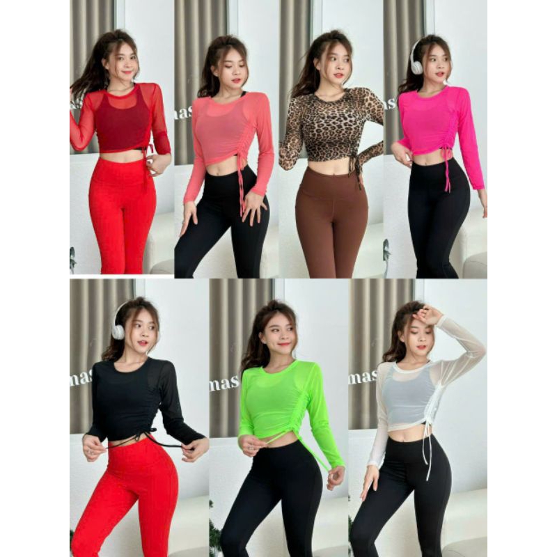 Áo tanktop lưới rút dây eo