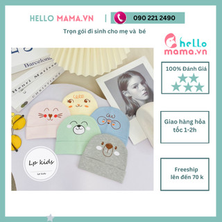 Mũ  thun cotton cho bé sơ sinh giữ ấm, co giãn tốt, không bó đầu, bé nằm ngủ ko bị cộm-Hellomama.vn