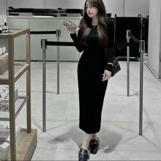 Đầm Váy body cổ tròn dáng dài body dáng trơn baáic - S0U