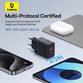 Củ sạc Baseus Cube PD 20W sạc nhanh 2 cổng Type C + USB (CCXFK20UE)