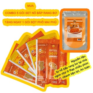 Combo 5 gói set nổ bắp rang bơ tiện lợi tại nhà - tặng 1 gói bột phô mai phủ vị truyền thống đặt biệt 40g