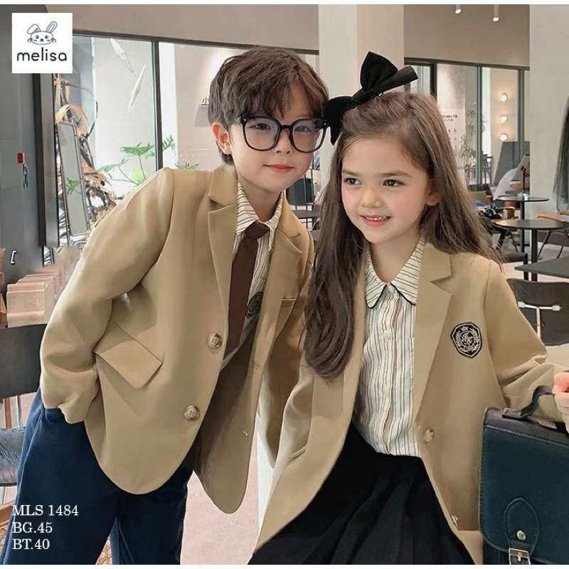 AK2382 BD23160 Set Vest/ áo Vest chữ B kẻ đen trắng