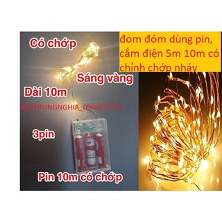 DÂY ĐOM ĐÓM FAIRY LIGHT 2 MÉT 5 MÉT 10 MÉT DÙNG PIN AA CÓ CHẾ ĐỘ NHÁY + Tặng pin AA