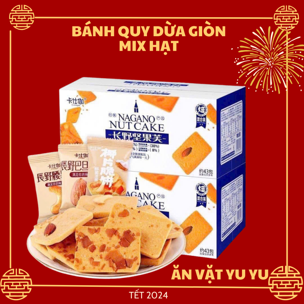 Bánh Nagano nut cake thơm ngon it ngọt ăn vặt Yu yu
