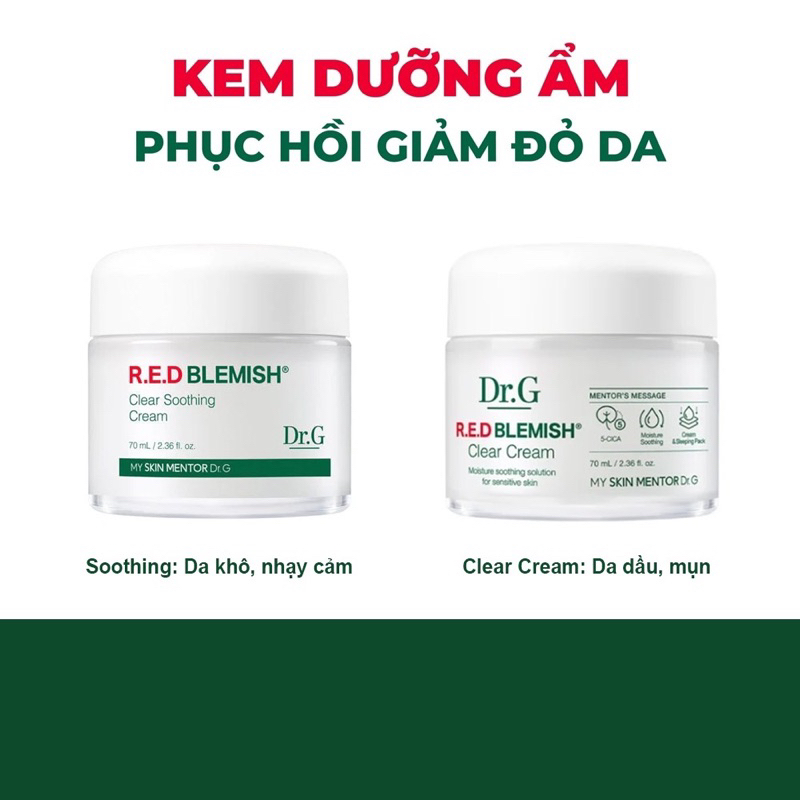 Kem dưỡng Dr.G DrG Red Blemish Clear Soothing Cream 70ml | BigBuy360 - bigbuy360.vn