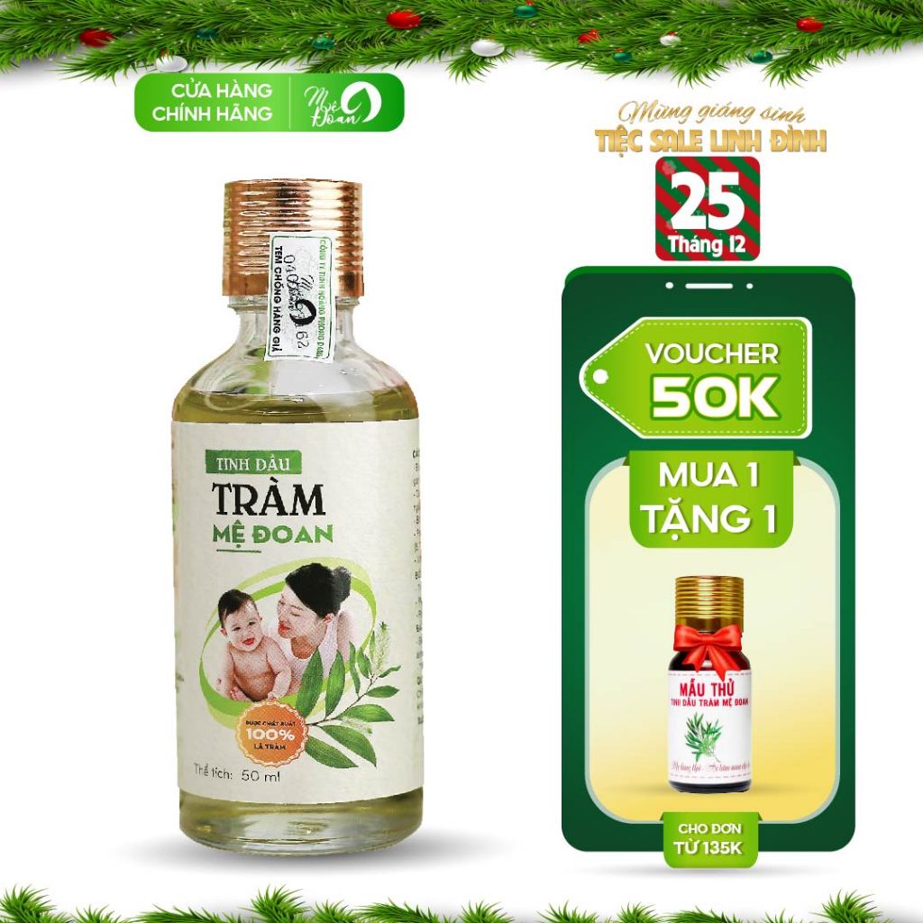 Tinh dầu tràm Mệ Đoan nguyên chất giữ ấm phòng cảm lạnh xua đuổi côn trùng 100ml