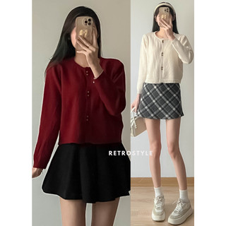 Áo len cardigan lông thỏ khuy đôi vintage - Retrostyle