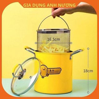 Nồi chiên ngập dầu mini chống dính chất liệu inox cao cấp đường kính 17cm có giỏ chiên kèm theo
