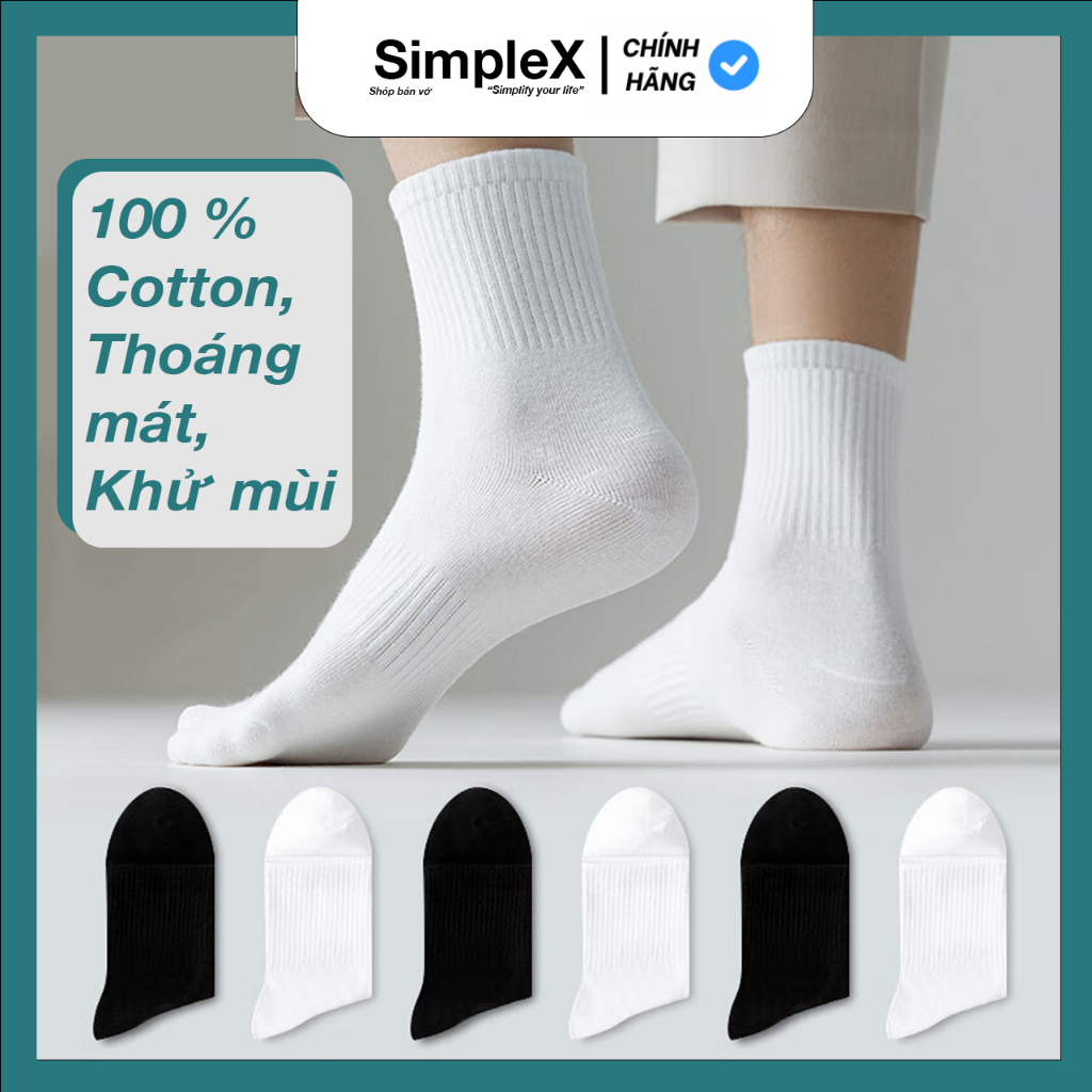 Tất vớ nam nữ cổ cao, lửng, thấp Cotton, co dãn bốn chiều, thoáng khí, phong cách đơn giản