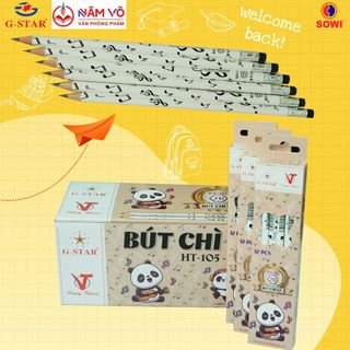 Hộp 12 cây bút chì đen / viết chì gỗ / bút chì gỗ 2b g-star / gstar ht-105 / 105, thân lục giác, hình nốt nhạc