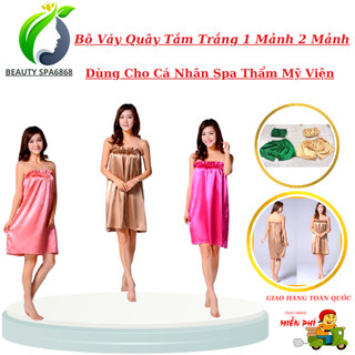 Bộ váy quây bộ quây đồ tắm trắng | dùng trong spa thẩm mỹ dưỡng sinh.