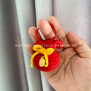 Móc khoá/móc treo trang trí túi tiền may mắn mang Tài Lộc bằng len handmade dễ thương