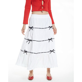 Ballerina Skirt - Chân Váy Maxi Trắng cạp Trễ Phối Ren Dây Nơ Đen nhẹ nhàng, xinh xắn - Monstier Ballerina Maxi Skirt