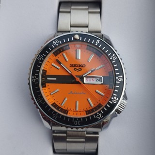 Đồng hồ nam SEIKO dây thép máy Nhật bản giới hạn màu cam