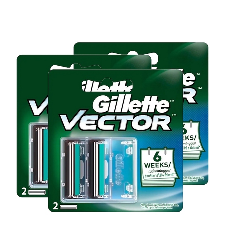 12 Vỉ Lưỡi Dao Cạo Vector Plus 2S Gillette (1 hộp)