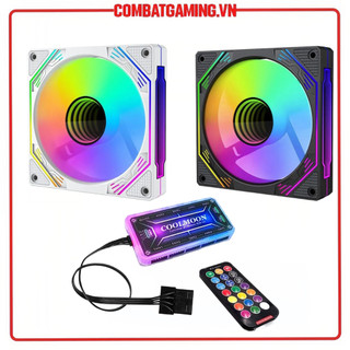 Bộ quạt tản nhiệt - kit 3 & kit 5 & kit 6 & kit 7 fan coolmoon f3 black white argb infinity led vô cực kèm hub