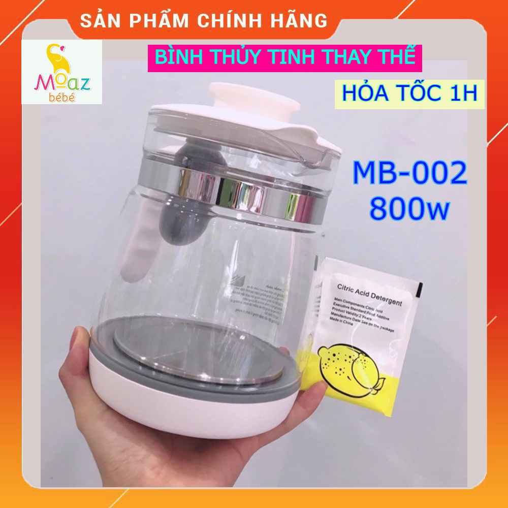 (HoảTốc1h) Bình thủy tinh thay thế  máy đun nước Moaz Bebe Mb002 800W/700W - Bình thuỷ tinh Mb-002 M