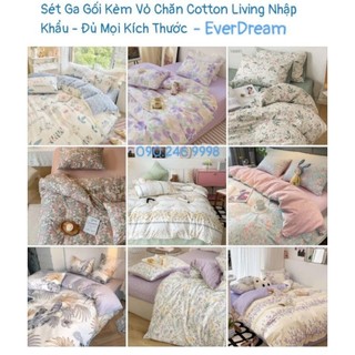 (50.1 mẫu) Chăn ga gối 100% cotton Living nhập khẩu cao cấp 4 món Cao Cấp. Nhận may theo yêu cầu