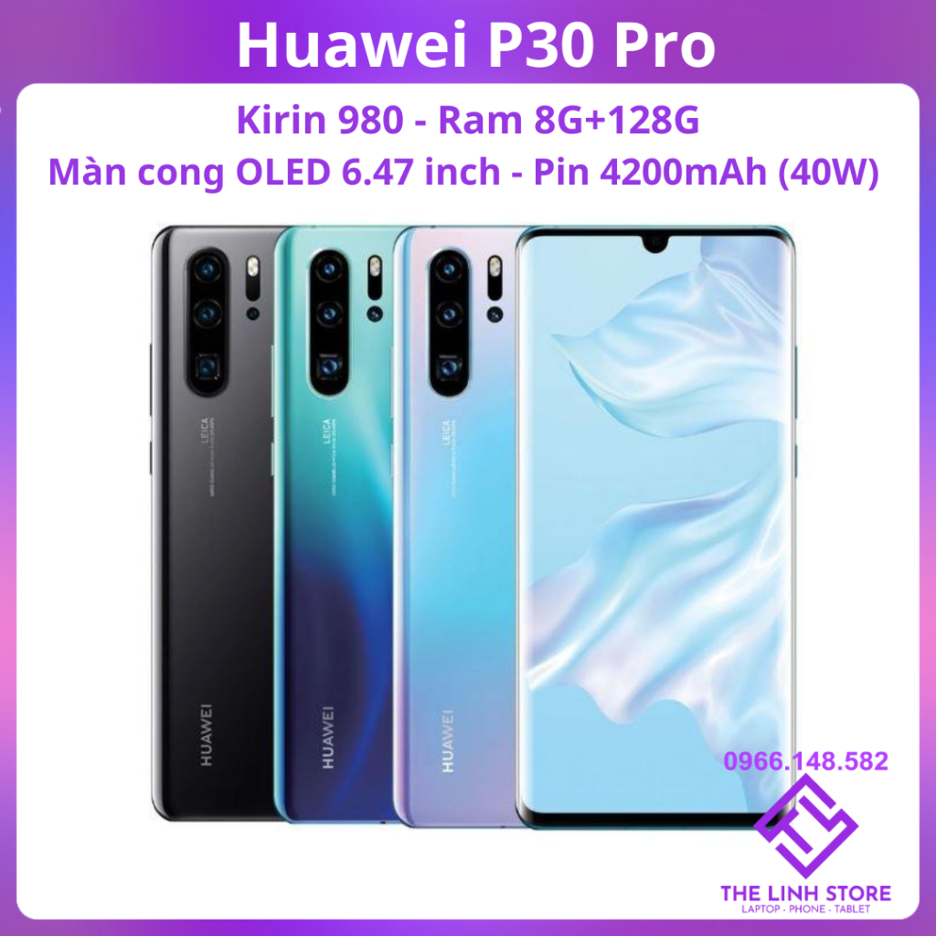 Điện thoại Huawei P30 Pro màn cong OLED 6.47 inch - Kirin 980 có sẵn Google